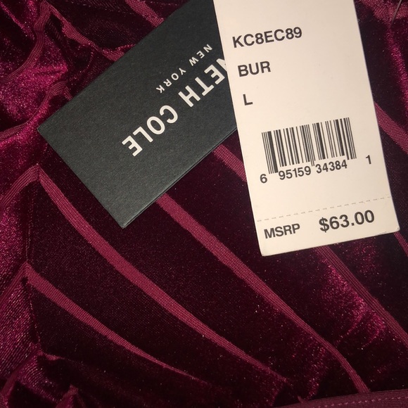 ⬇️ Kenneth Cole Velvet Mesh Stripe Chic Swim Top - Picture 3 of 4